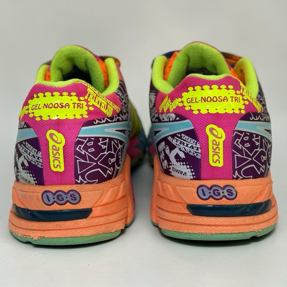 ASICS Gel Noosa Tri 7.5 Womens Neon Running Shoes Multicolor Triathlon Sneakers - Picture 4 of 9